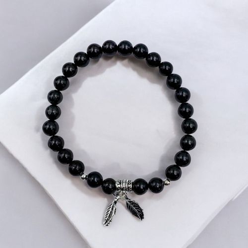 bracelet-femme-feuille-tourmaline-noire-et-argent-925