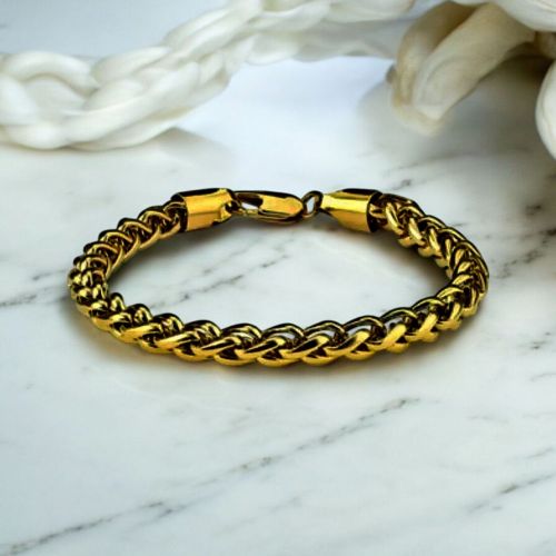 bracelet-en-maille-femme-en-acier-dore