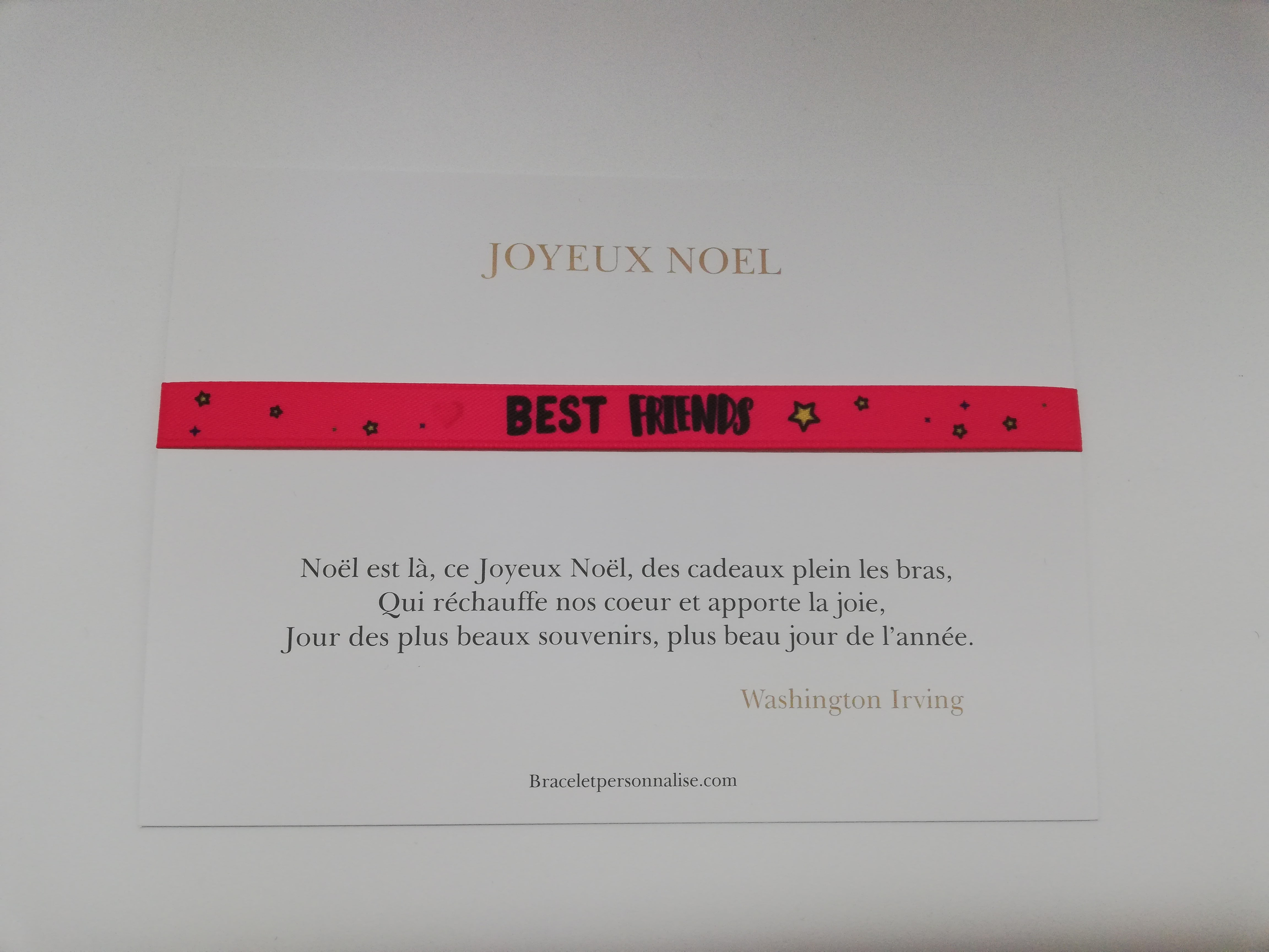 cadeau noel pour amie Bracelet Best friends avec carte de voeux imprimée avec une citation pour les fêtes