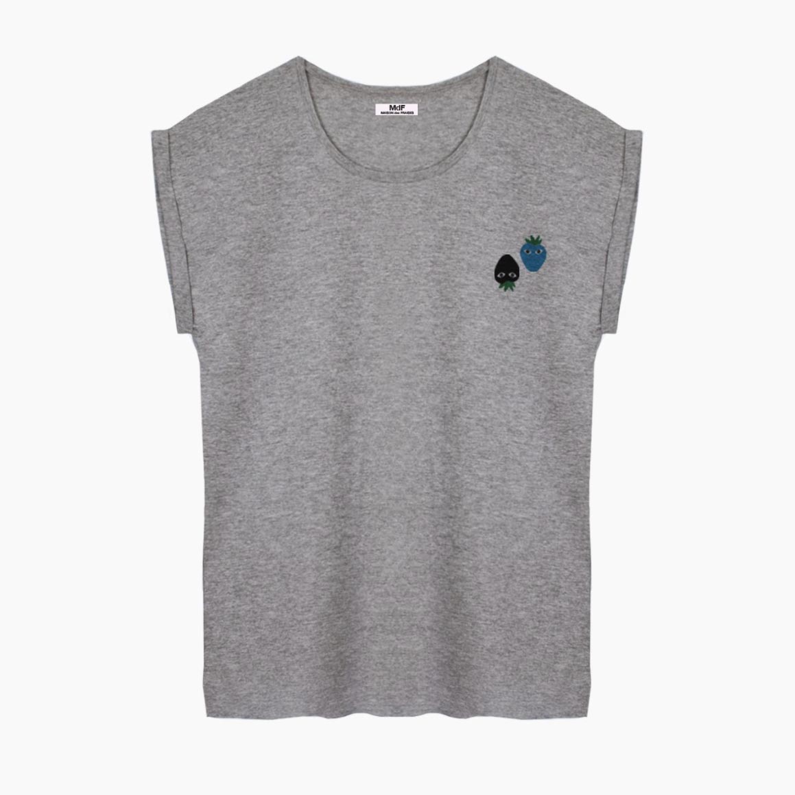 T-shirt ♀ “Fraises noir & bleu”