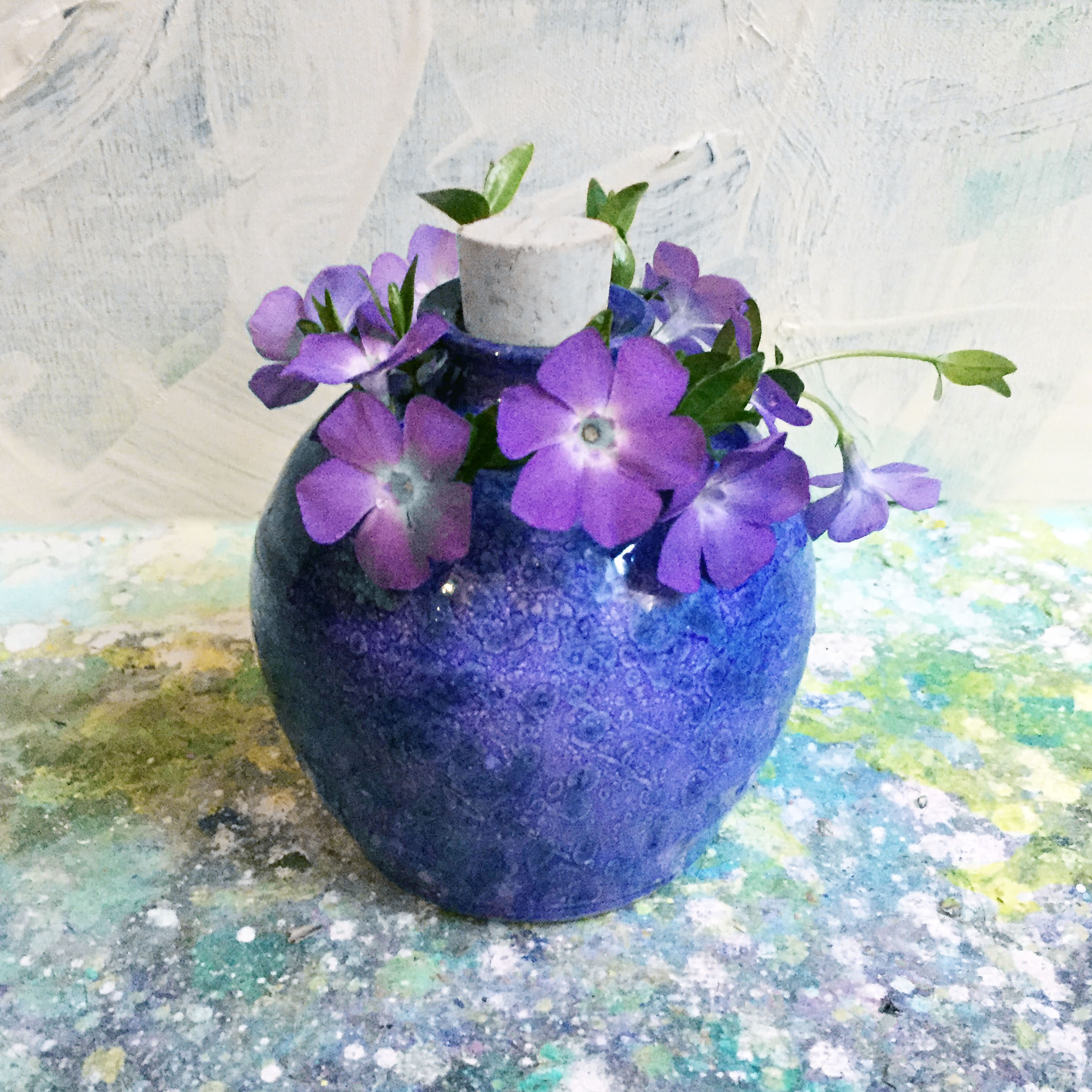 Vase pique-fleurs en grès H12×Ø12cm