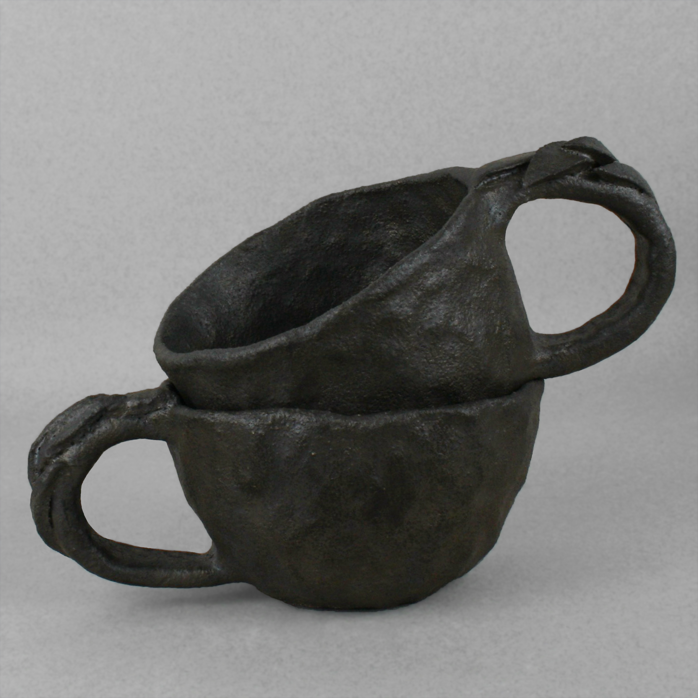 Duo de tasses Alchimies médiévales en grès noir 140ml