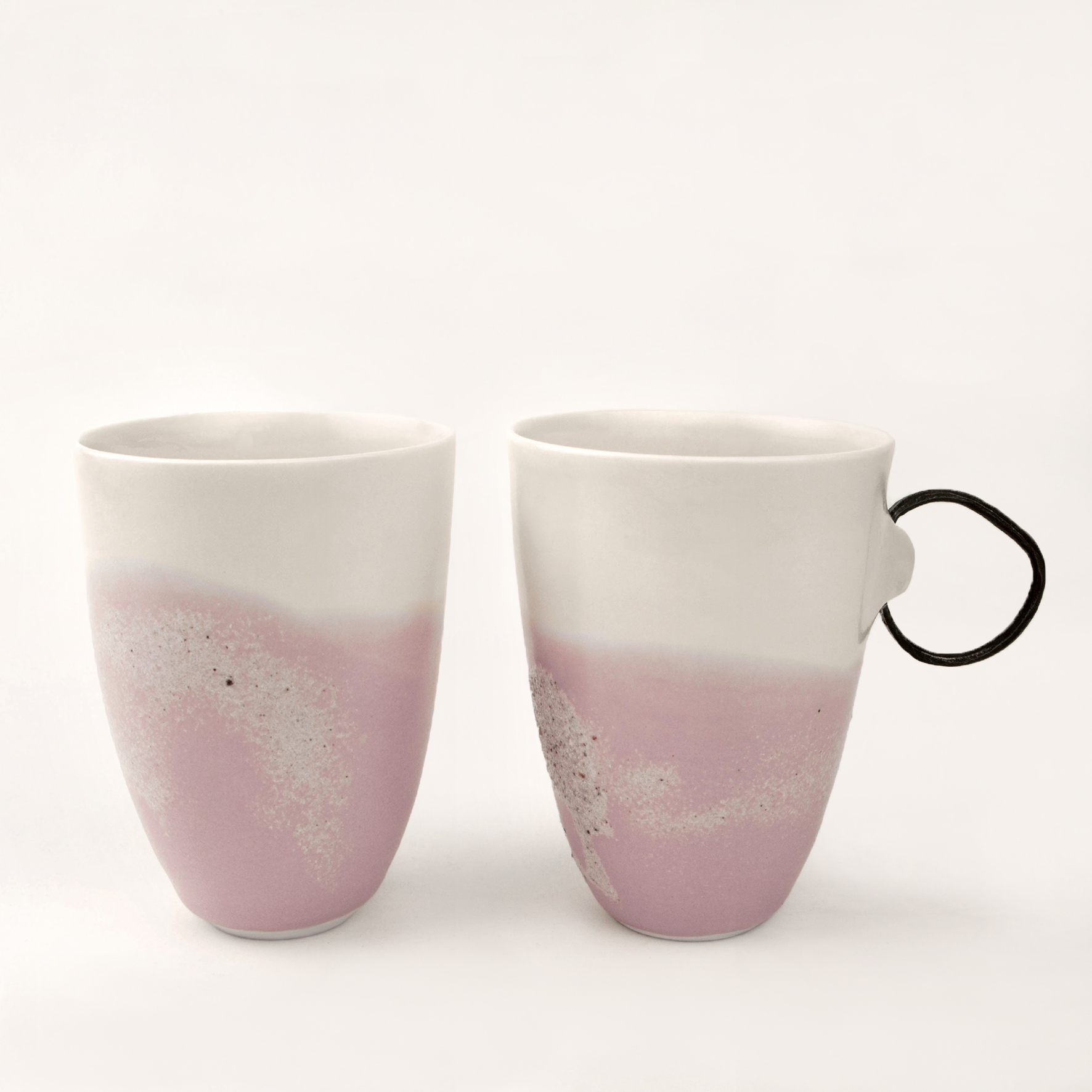 Duo de mugs parme satiné en porcelaine et acier 180ml