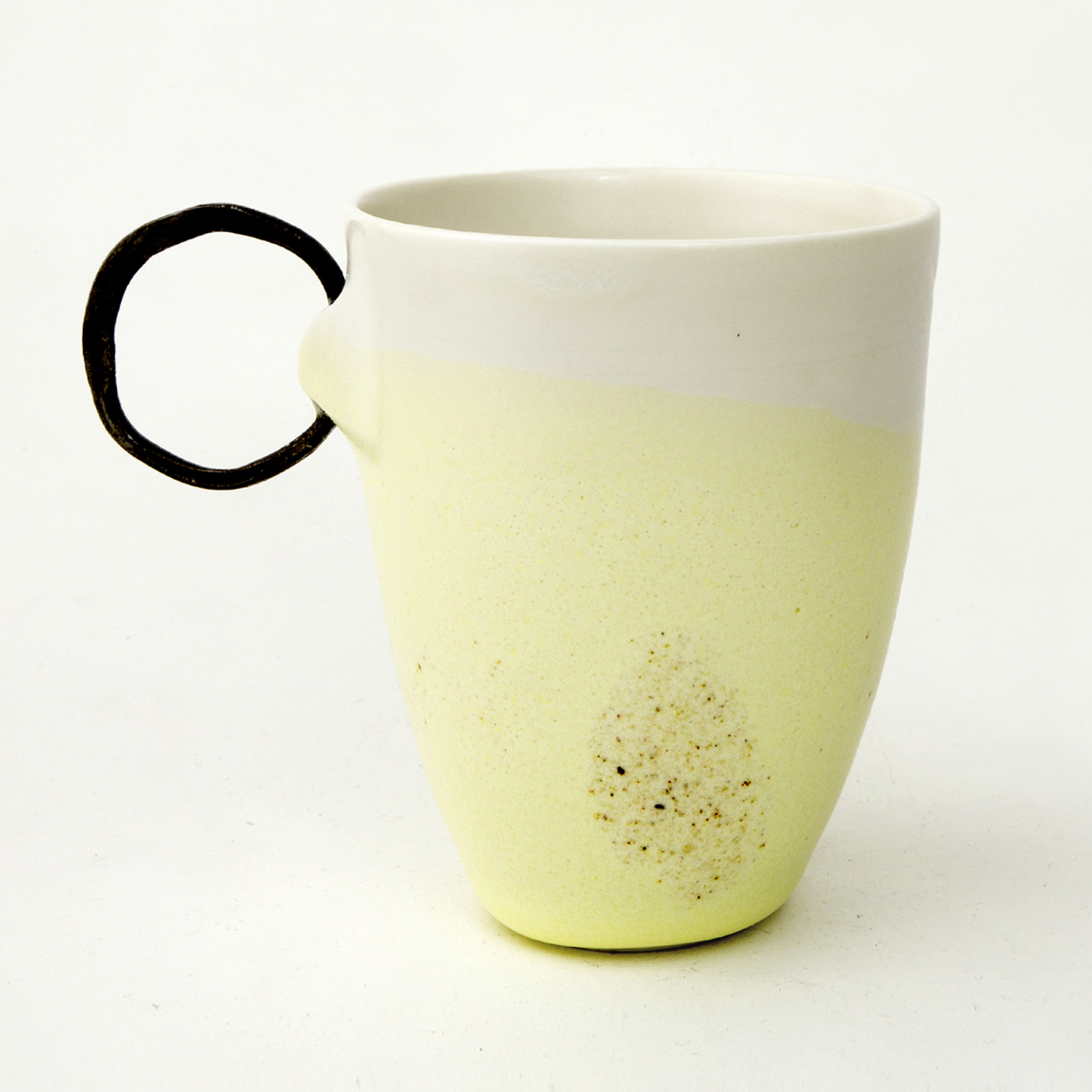 Mug à anse mimosa satiné en porcelaine et acier 180ml