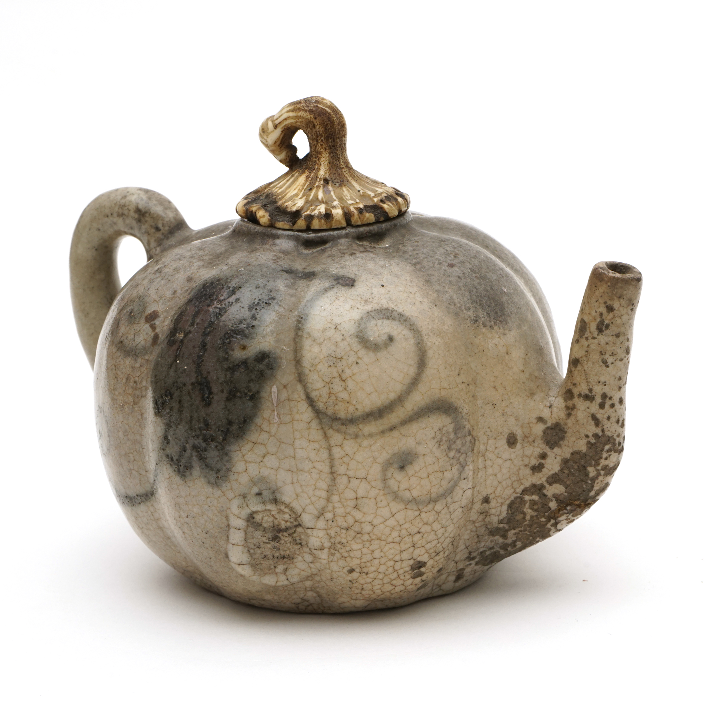 Theiere-ancienne-gres-emaille-artisanal-asiatique-xxe