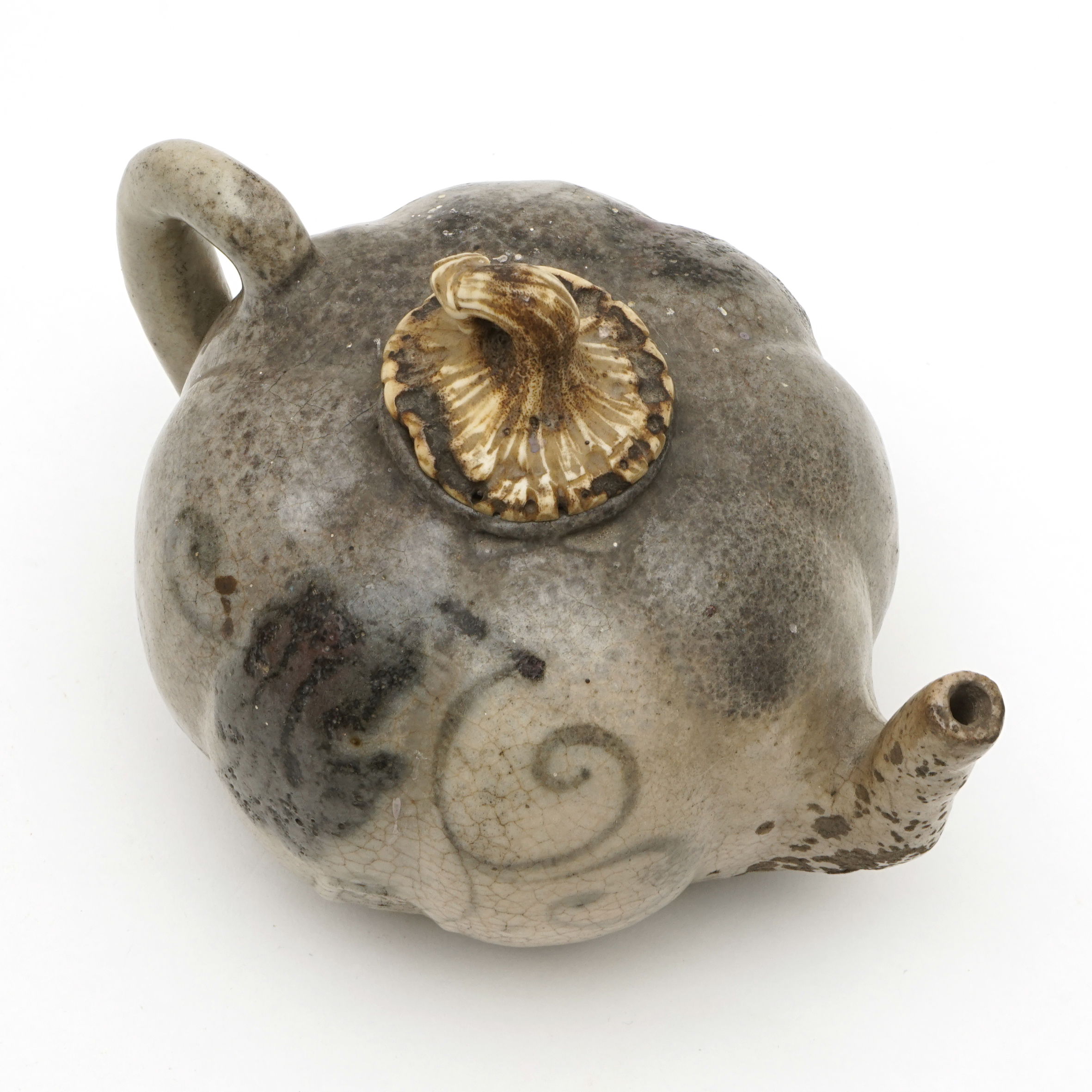 Theiere-ancienne-gres-emaille-artisanal-asiatique-xxe