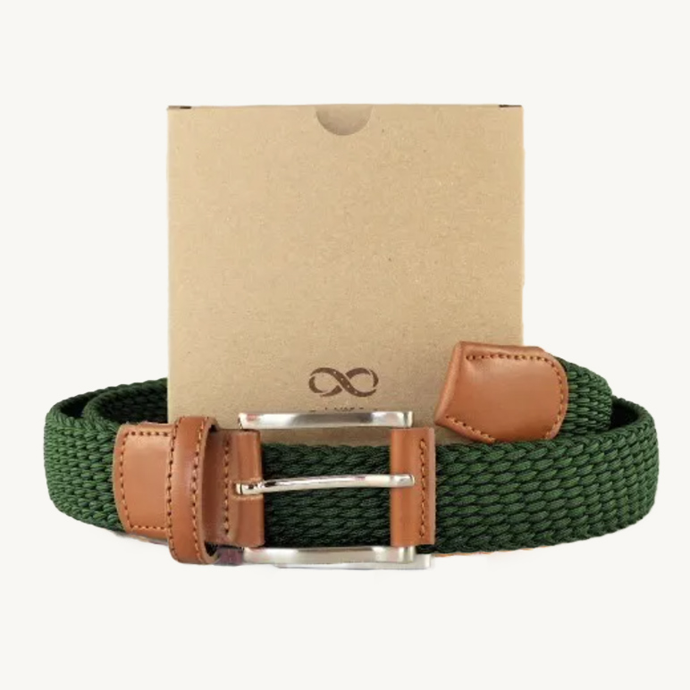 Ceinture tressée vert forêt