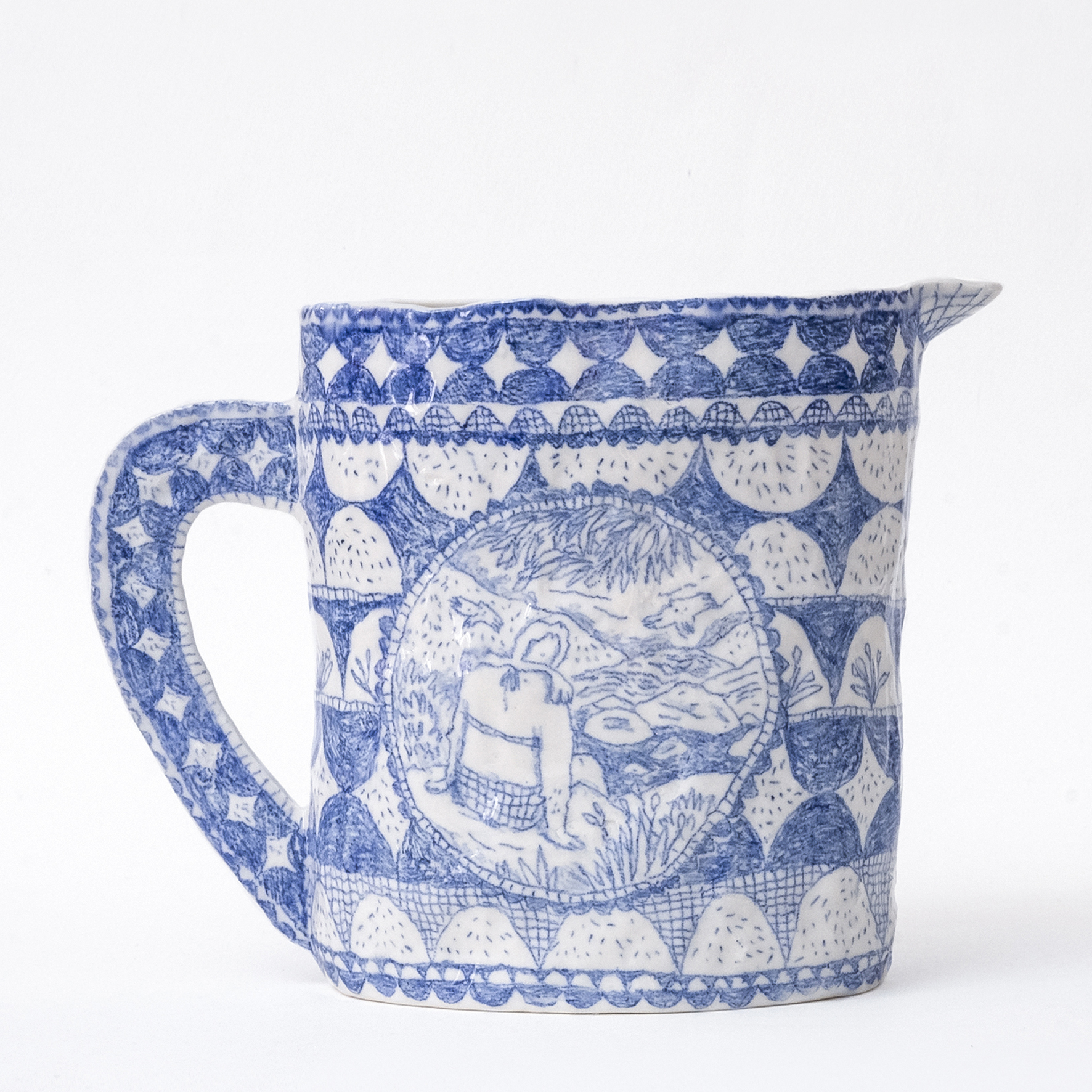 Vase pichet à la rivière
