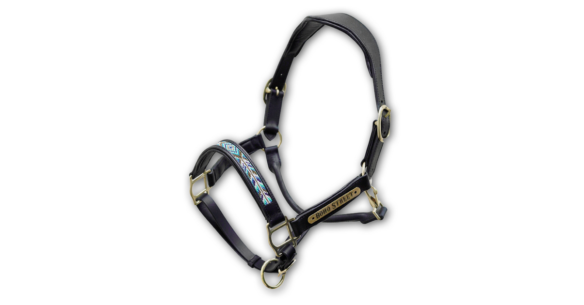 Licol Exposition Argent Sterling Harris Leather Works Mini Tête Cheval Sevrage