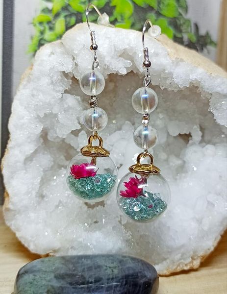 Boucles d\'oreilles Fleur et Rhinestone