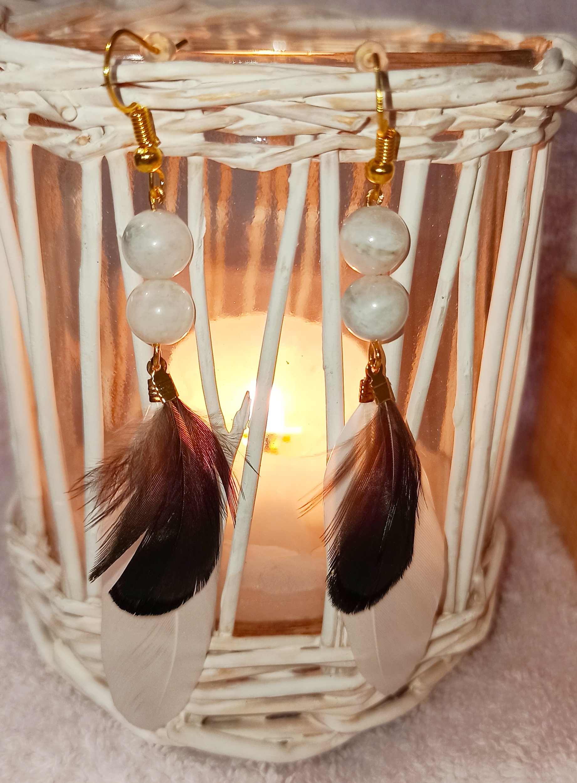 Boucles d\'oreilles Plumes naturelles