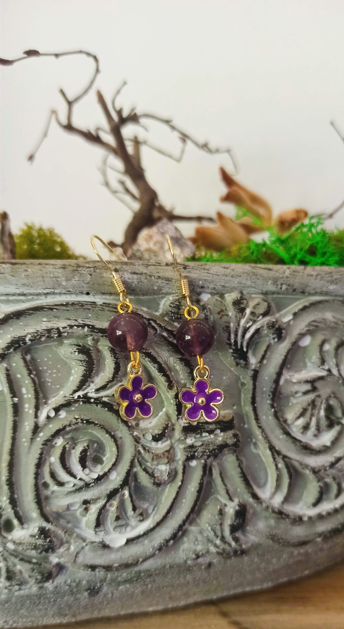Boucles d\'oreilles Ma fleur violette