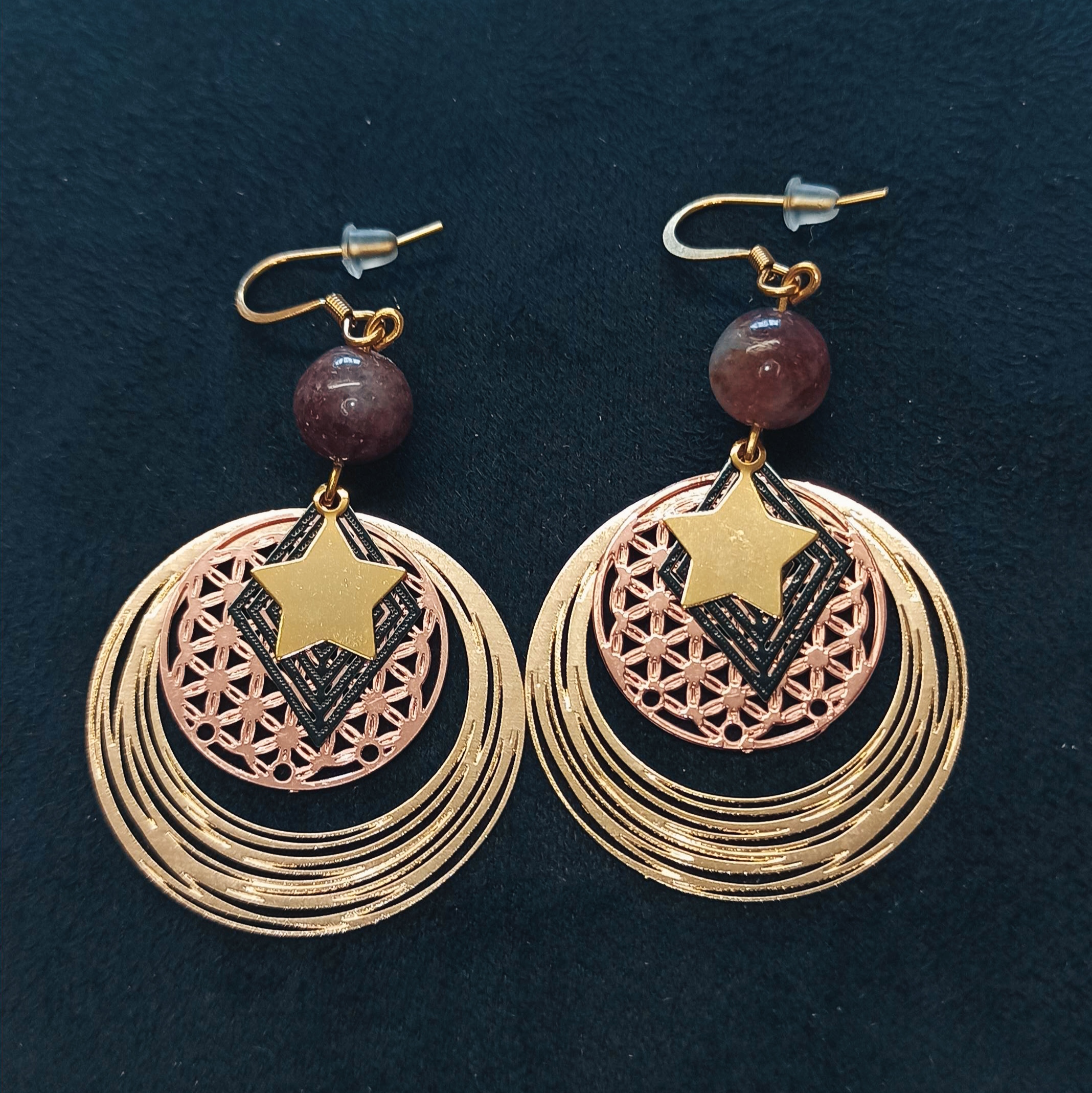 Boucles d\'oreilles Cercles et étoile