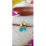 Boucles doreilles boule bleu amazonite - Copie
