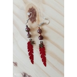 Boucles doreilles plumes rouge étoile - Copie