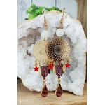 Boucles d'oreilles goutte prune plume rouge étoile - Copie
