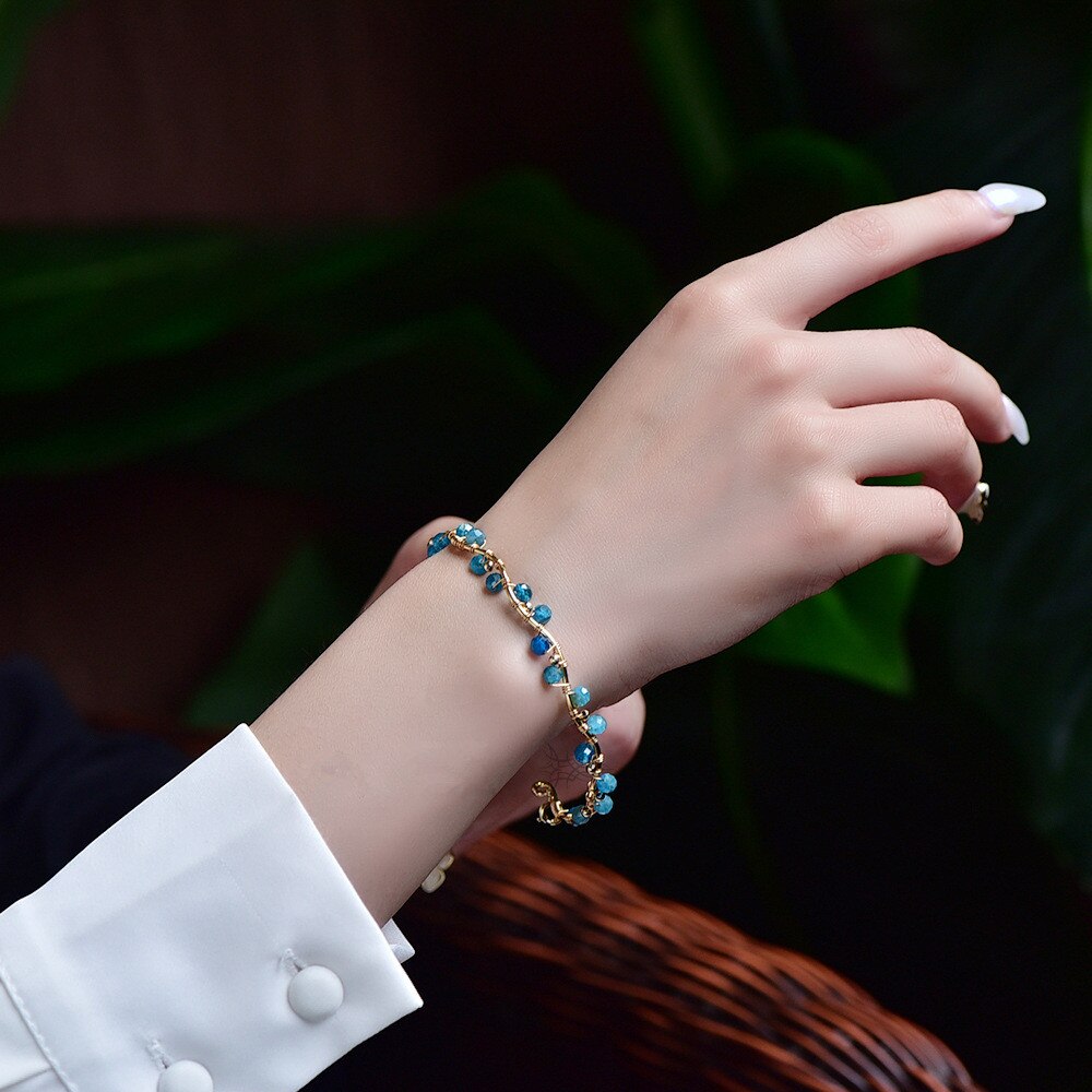 Bracelet-en-pierre-naturelle-bleue-de-Tanzanite-perle-facett-e-or-14K-pour-femmes-ouverture-Vintage