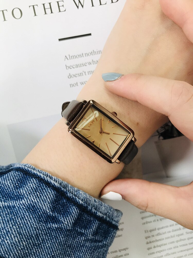 Montres-Quartz-pour-femmes-montre-bracelet-en-cuir-ovale-d-contract-e-marron