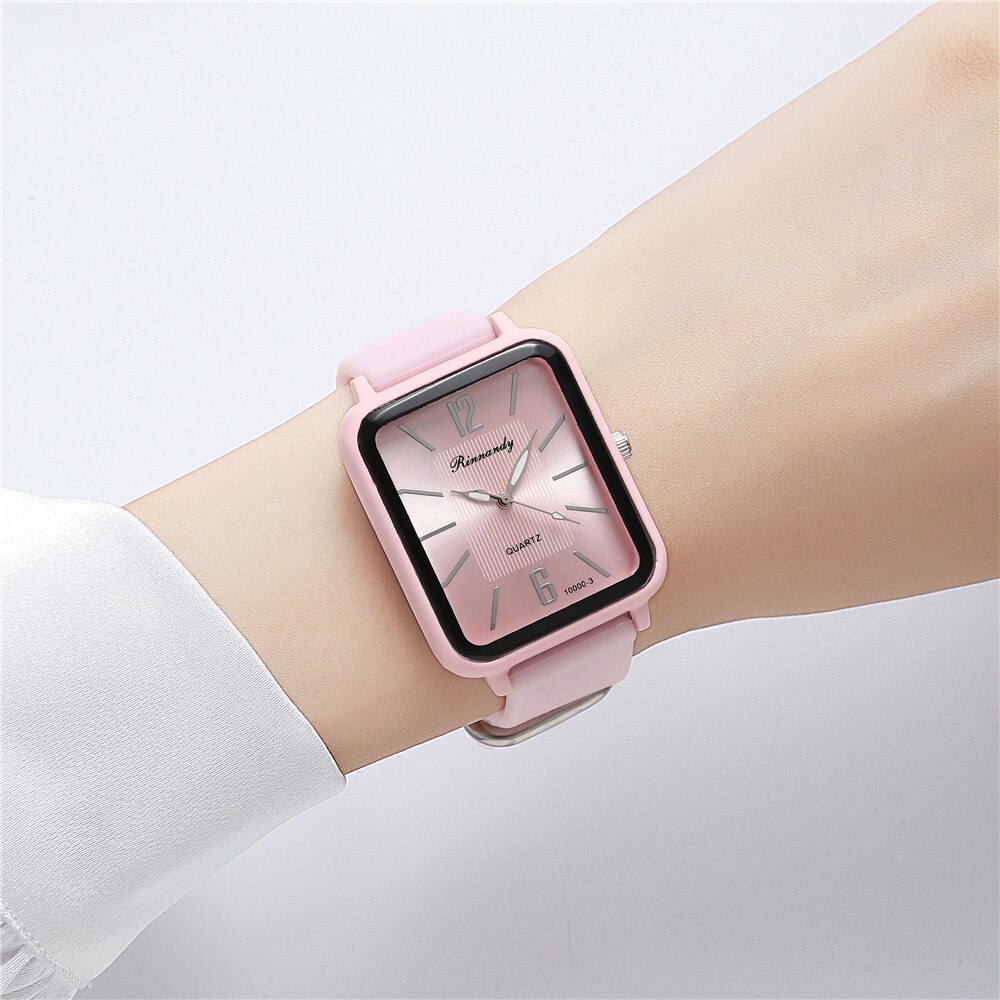 Luxe-Mode-Silicone-Montres-Femmes-Qualit-s-Rectangle-Quartz-Montres-Bracelets-Avec-Bracelet-Simple-Noir-Blanc