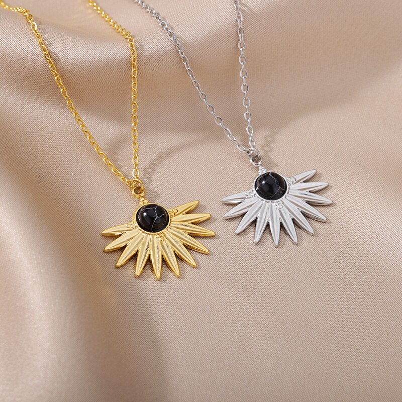 Collier-avec-pendentif-opale-verte-pour-femmes-en-acier-inoxydable-pierre-noire-la-mode-bijoux-esth