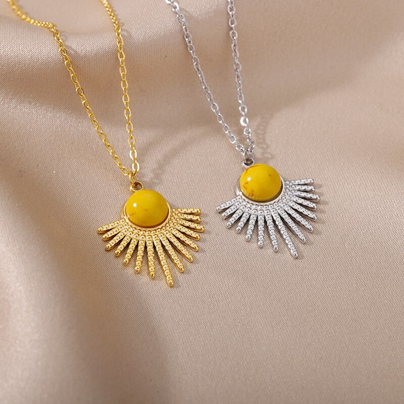 Collier-avec-pendentif-opale-verte-pour-femmes-en-acier-inoxydable-pierre-noire-la-mode-bijoux-esth