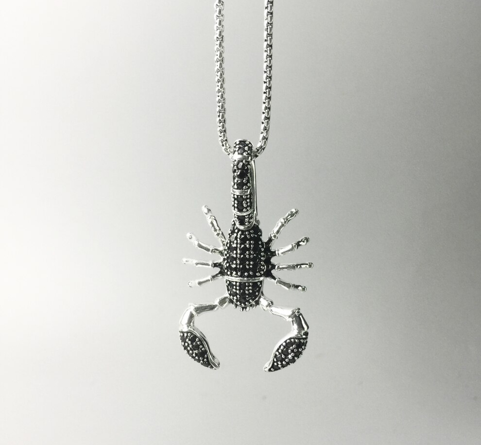 Collier-cha-ne-maillons-de-Scorpion-Bijoux-en-argent-Sterling-925-la-mode-Bijoux-de-croix