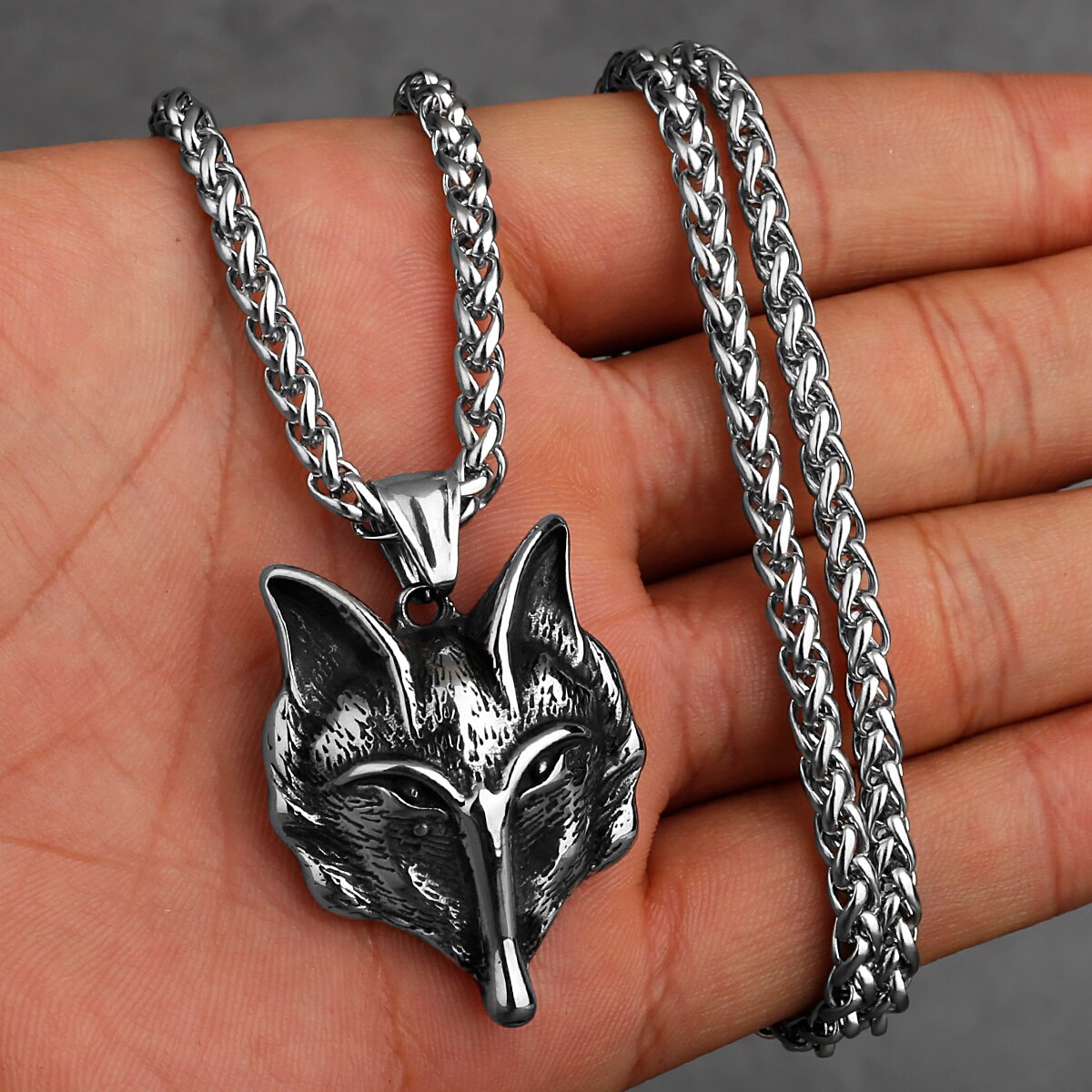 Collier-t-te-de-loup-mixte-Viking-en-acier-inoxydable-pour-hommes-Glamour-Hip-Hop-pendentif