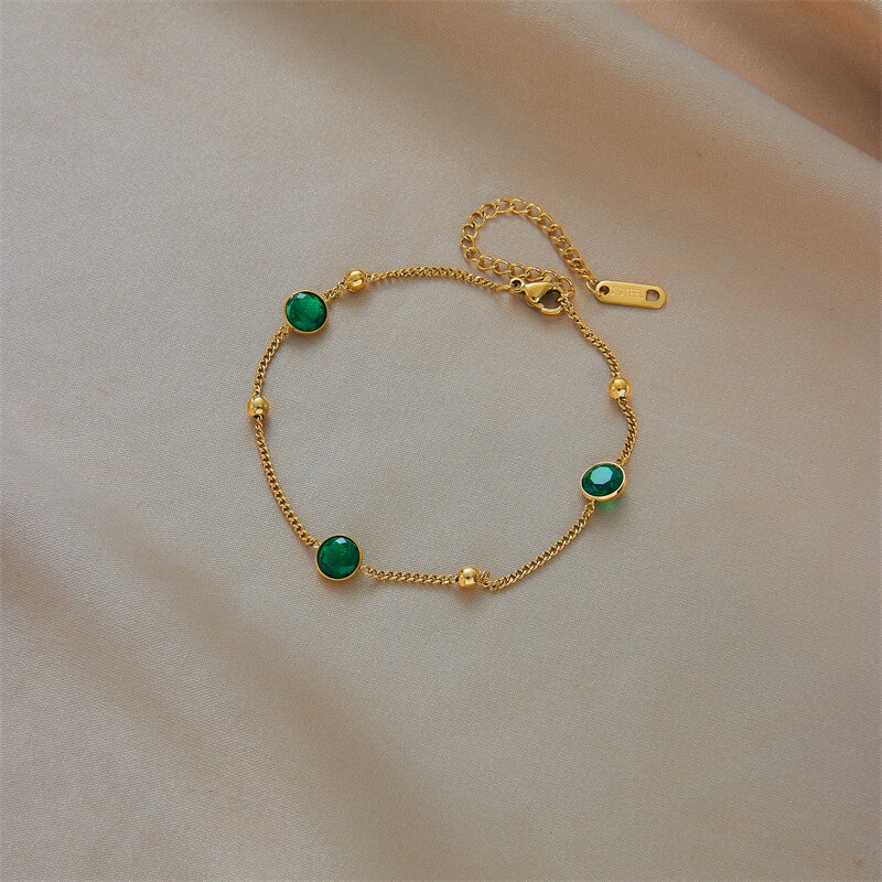 DIEYURO-bijoux-en-acier-inoxydable-316L-Bracelet-breloques-en-Zircon-vert-pour-femmes-nouvelle-mode-accessoires