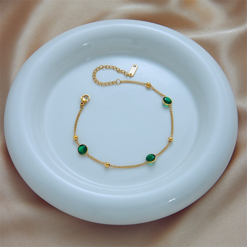 DIEYURO-bijoux-en-acier-inoxydable-316L-Bracelet-breloques-en-Zircon-vert-pour-femmes-nouvelle-mode-accessoires