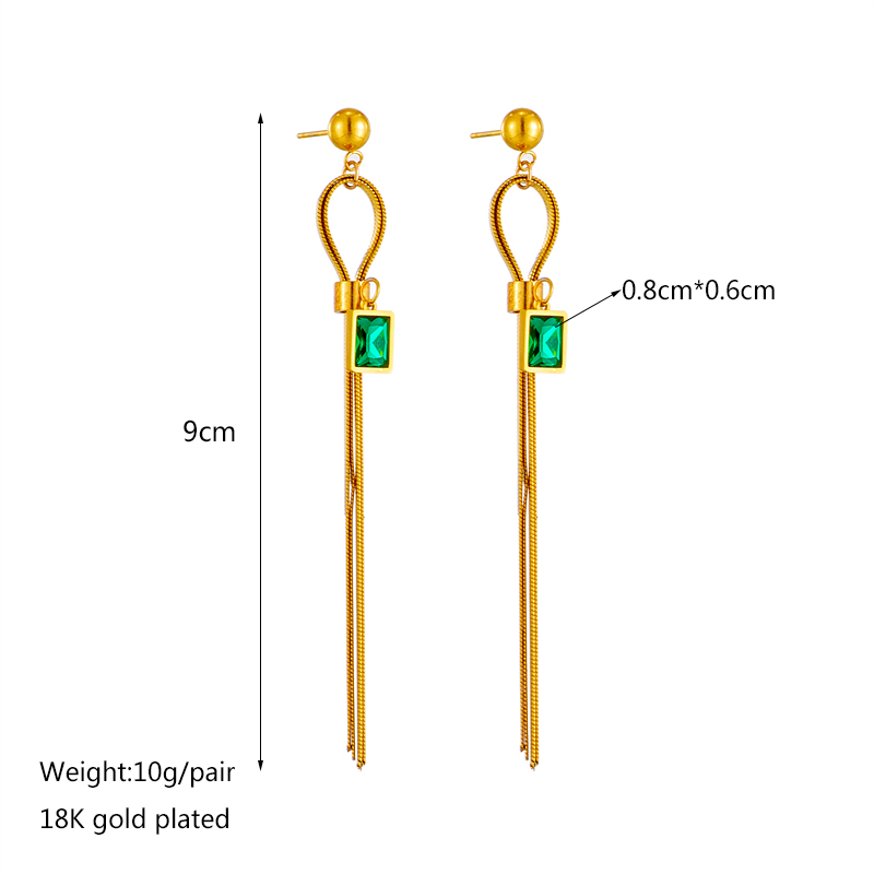 DIEYURO-boucles-d-oreilles-en-acier-inoxydable-316L-Zircon-vert-pendentif-Long-pampilles-bijoux-d-oreilles
