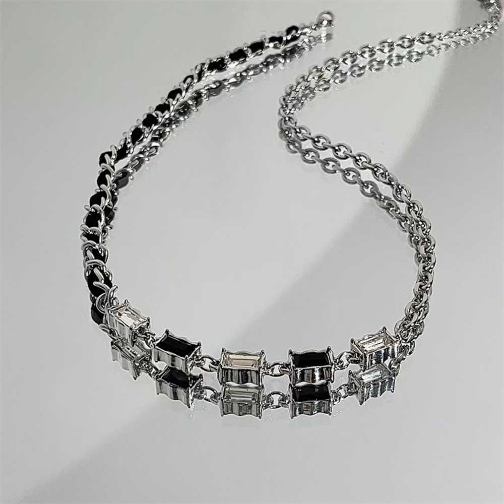 Collier-cha-ne-en-acier-pour-homme-et-femme-bijoux-noir-et-blanc-cristal-de-contraste