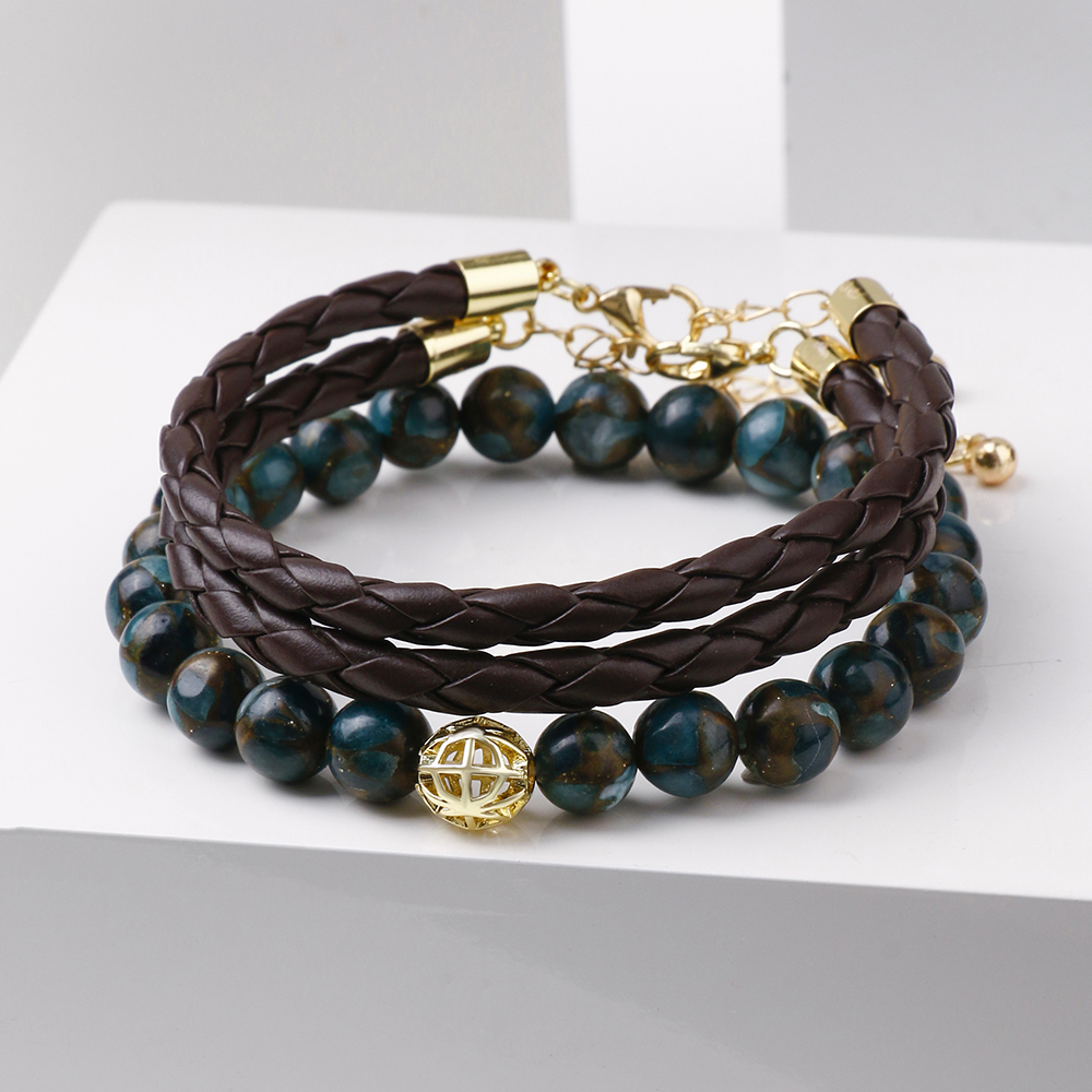 Bracelets-Vintage-perles-en-pierre-pour-hommes-et-femmes-ensembles-de-Bracelets-en-cuir-en-cuivre