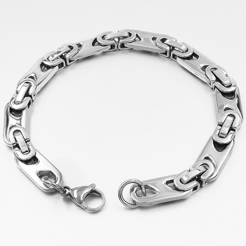 Promotion bracelet homme, chaîne en acier inoxydable, 23cm, largeur 8mm.