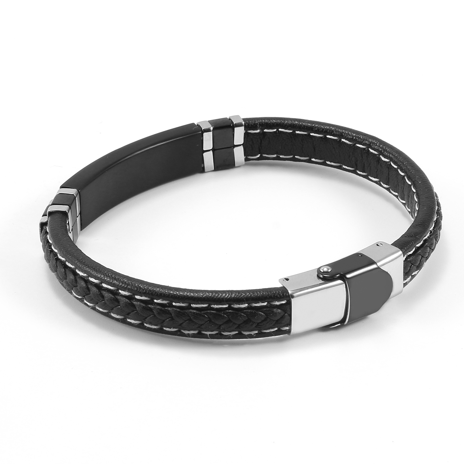 Bracelet-en-cuir-noir-Vintage-pour-hommes-r-tro-fermoir-en-acier-inoxydable-accessoires-bijoux-la
