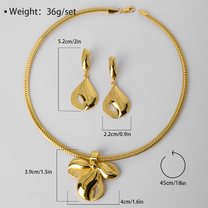 Set Collier Bracelet boucles d'oreilles or jaune 24 carats femme