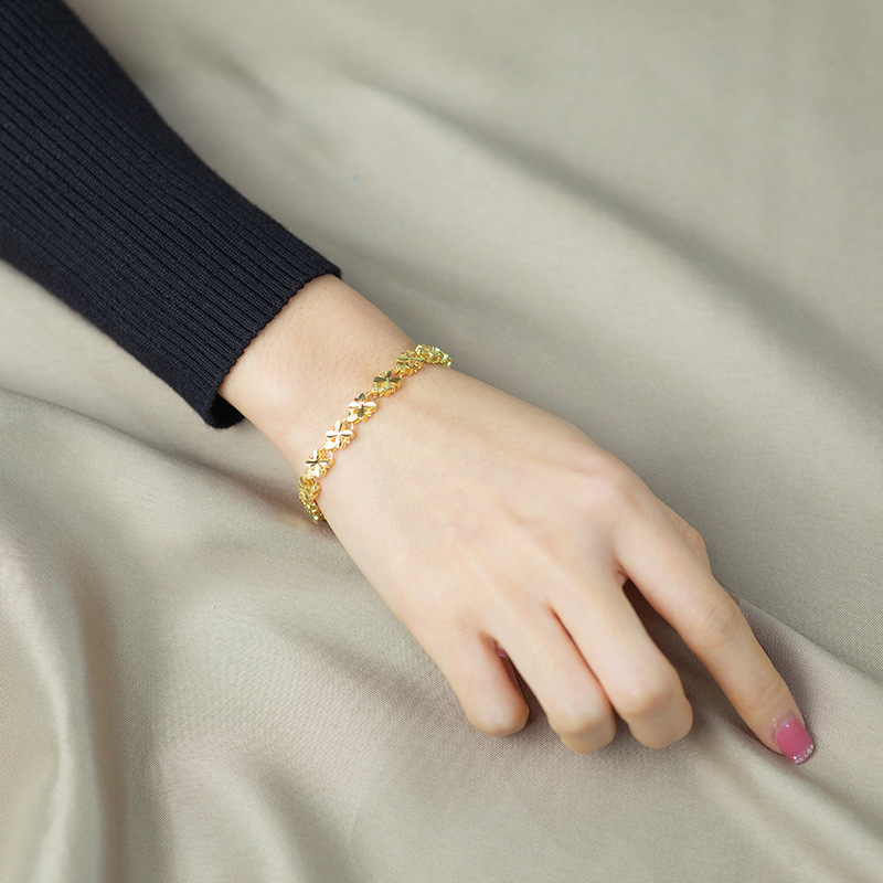 Bracelet-porte-bonheur-couleur-or-24K-6mm-bracelet-tr-fle-quatre-feuilles-adapt-aux-cadeaux-de