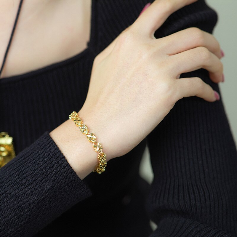 Bracelet-porte-bonheur-couleur-or-24K-6mm-bracelet-tr-fle-quatre-feuilles-adapt-aux-cadeaux-de