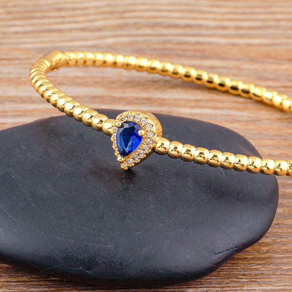 Bracelet manchette romantique pour femme, plaqué Or 14 carats, zircon cubique.
