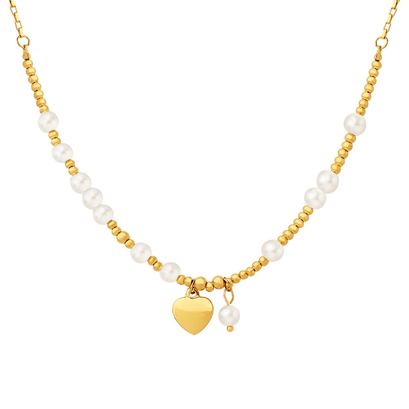 Pendentif-Coeur-Perle-pour-Femme-Titane-Acier-Plaqu-Or-Perles-JOCollar-Bijoux-Fantaisie-Cadeau-ix-Nouveau