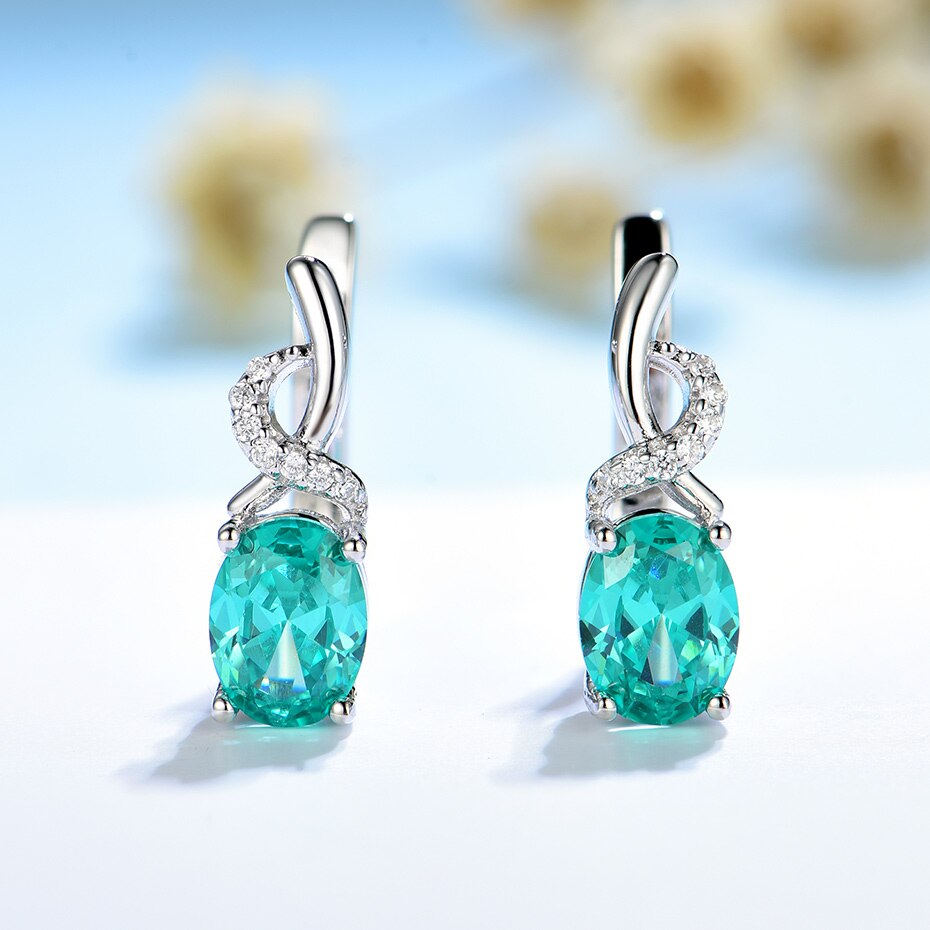 Kuololit-boucles-d-oreilles-en-saphir-menthe-bijoux-de-luxe-Clip-pour-femmes-en-argent-Sterling