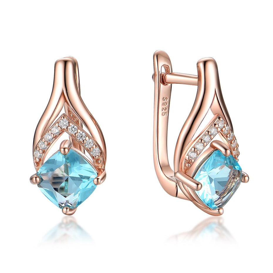 Kuololit-boucles-d-oreilles-topaze-bleue-en-or-Rose-pour-femmes-bijoux-de-luxe-en-argent
