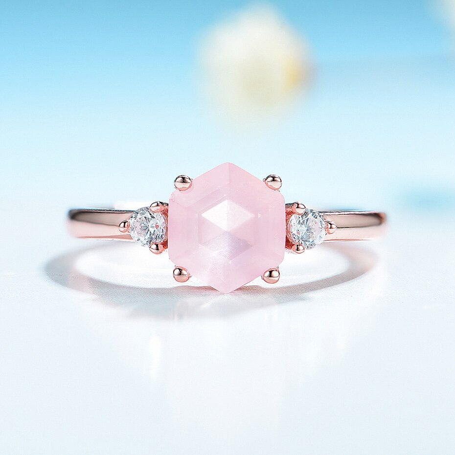 Kuololit-bague-hexagonale-en-argent-Sterling-585-pour-femmes-bijoux-de-luxe-en-Quartz-Rose-naturel