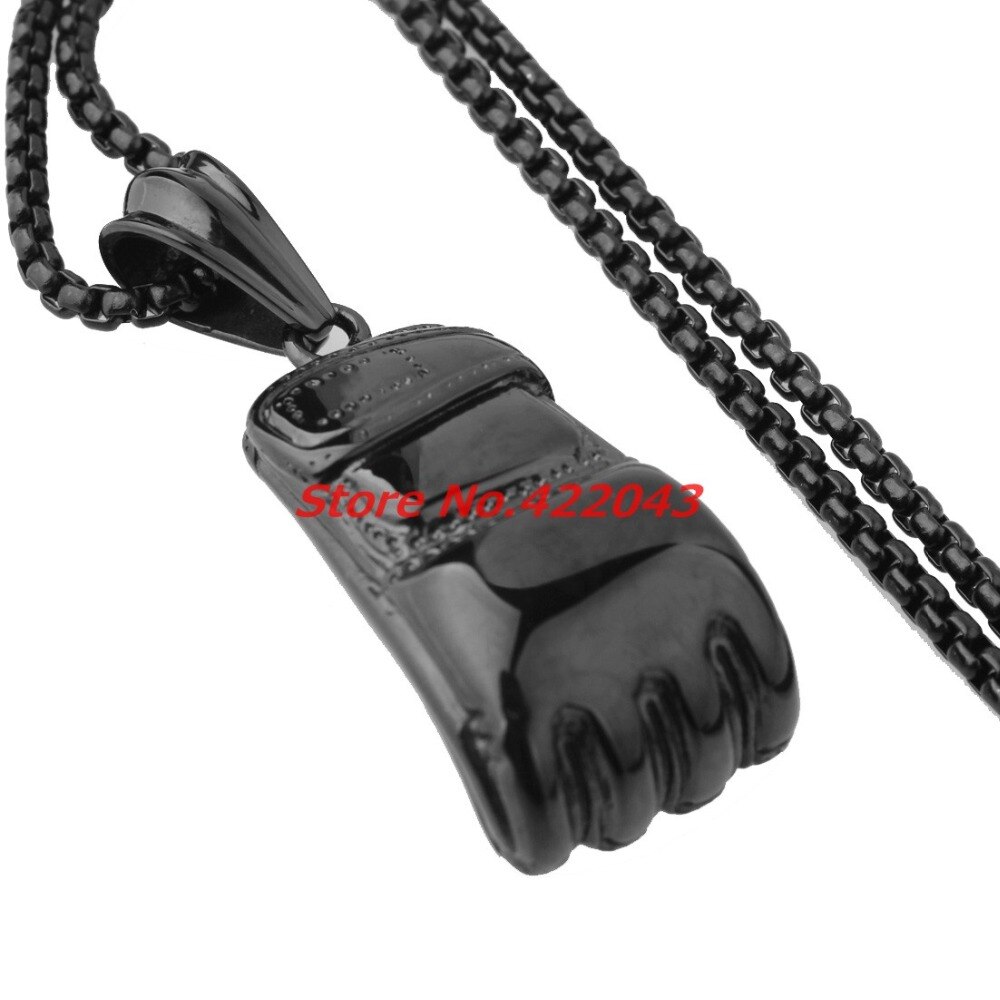 Gants-de-boxe-en-acier-inoxydable-316L-noir-pendentif-collier-bo-te-gratuite-cha-ne-Design