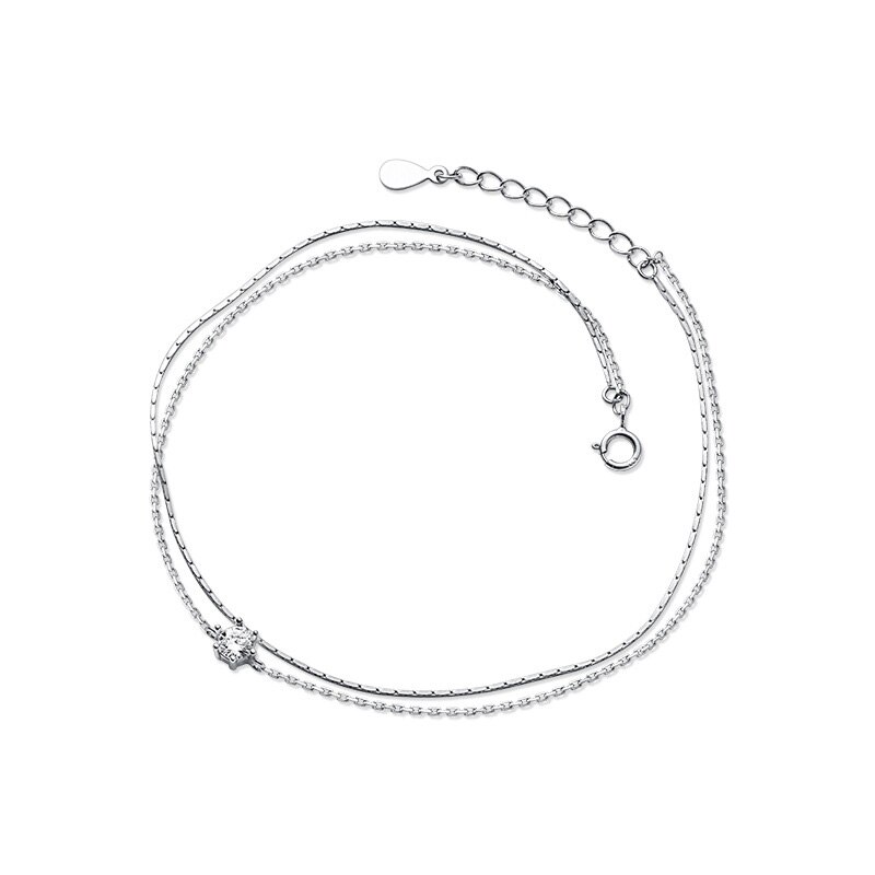 AIFENAO-bracelets-de-cheville-Double-couche-en-argent-Sterling-925-pour-femmes-cha-ne-en-Zircon