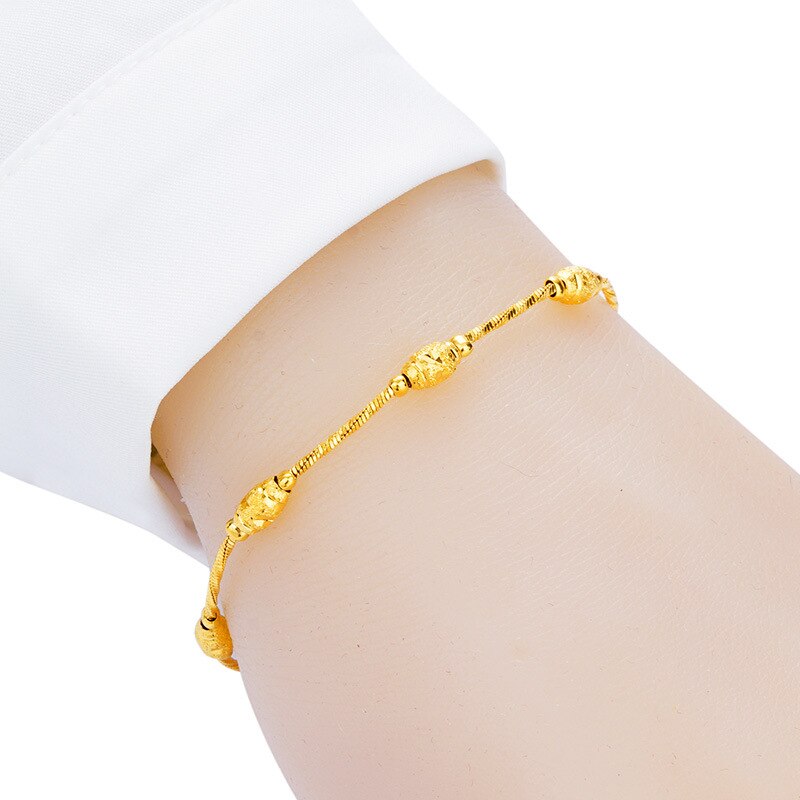 Fine-marque-de-breloques-en-or-24K-petite-cha-ne-torsad-e-couleur-or-100-Bracelet