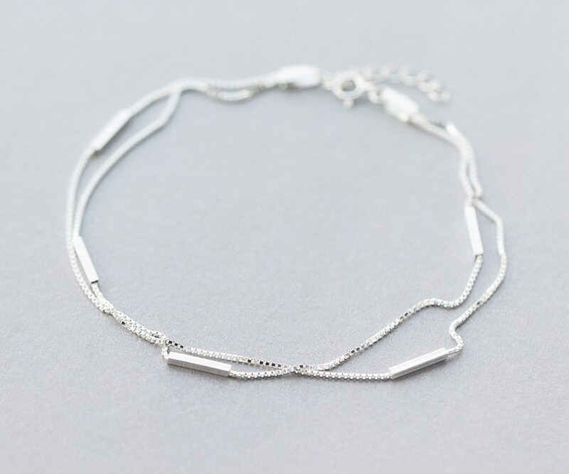 Trustdavies-bracelets-de-cheville-Double-couche-en-argent-Sterling-925-pour-femmes-bijoux-cadeau-d-anniversaire