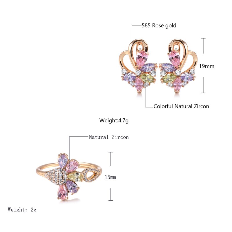 Kinel-ensemble-de-boucles-d-oreilles-pour-femmes-anneaux-de-mari-e-en-Zircon-naturel-color