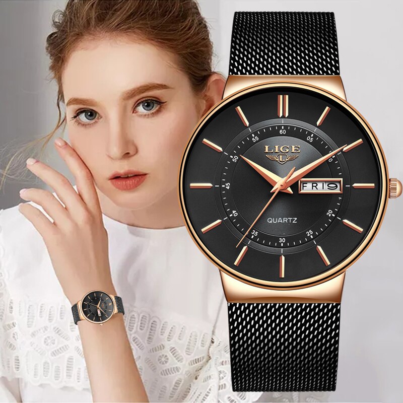 LIGE-montre-Quartz-Ultra-fine-pour-femmes-marque-de-luxe-calendrier-semaine-maille-acier-inoxydable-tanche