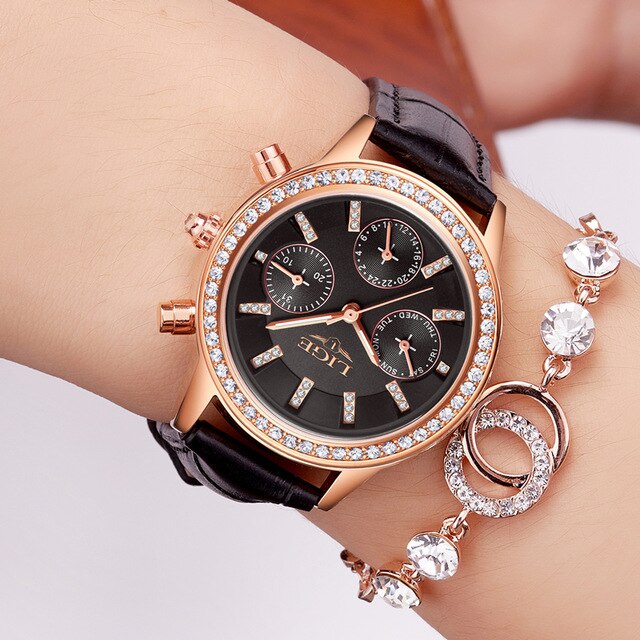 Montre femme Montre en cuir tendance mode Quartz R siste aux chocs