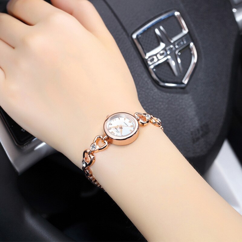 Montre raffin pour femme fille en acier inoxydable Quartz strass petit cadran